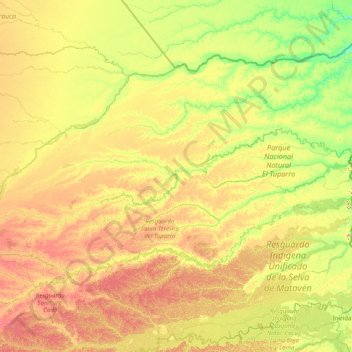 Río Tomo topographic map, elevation, terrain