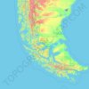 Région de Magallanes et de l'Antarctique chilien topographic map, elevation, terrain