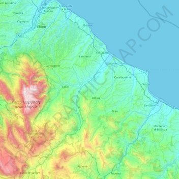 Chieti topographic map, elevation, terrain