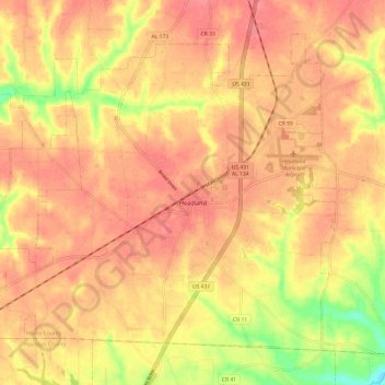 Headland topographic map, elevation, terrain