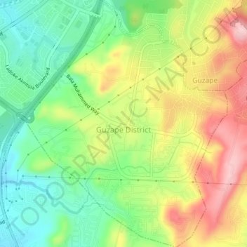 Guzape topographic map, elevation, terrain