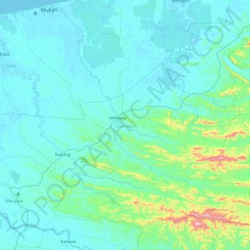 Selangau topographic map, elevation, terrain