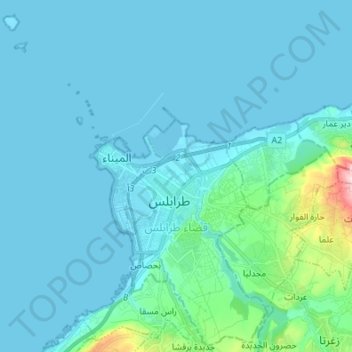 Tripoli District topographic map, elevation, terrain