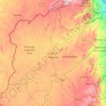 Kasungu topographic map, elevation, terrain