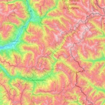 L'Ubaye topographic map, elevation, terrain