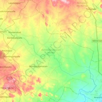 Bommalaramaram mandal topographic map, elevation, terrain