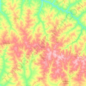 Quatá topographic map, elevation, terrain