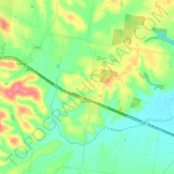 Darnum topographic map, elevation, terrain