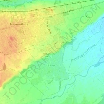 Broshniv topographic map, elevation, terrain