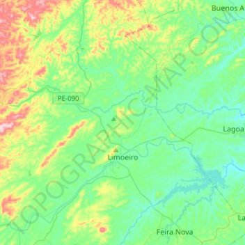 Limoeiro topographic map, elevation, terrain