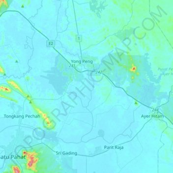 Sungai Bekok/Sungai Batu Pahat topographic map, elevation, terrain