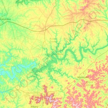 Lake Cumberland topographic map, elevation, terrain