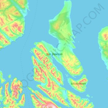 Isola Dawson topographic map, elevation, terrain