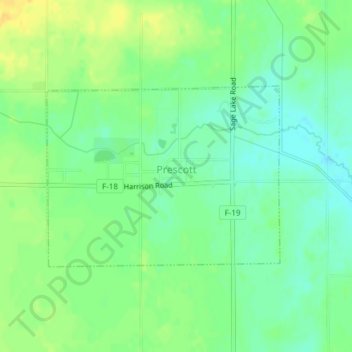 Prescott topographic map elevation - Thumbnail 