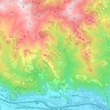 Condove topographic map, elevation, terrain