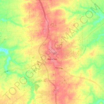 Waterloo topographic map, elevation, terrain