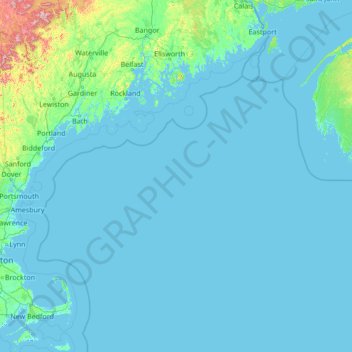 Gulf of Maine topographic map, elevation, terrain