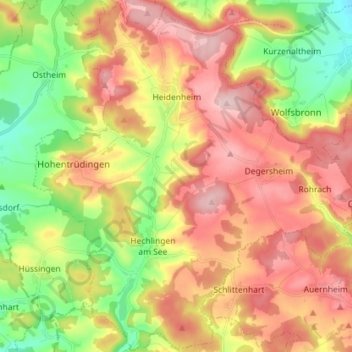 Heidenheim topographic map, elevation, terrain