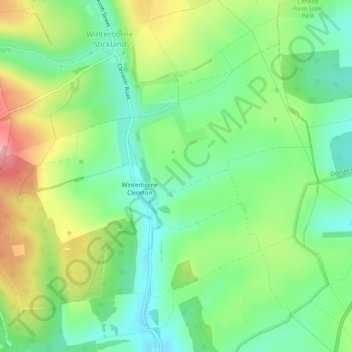 Winterborne Clenston topographic map, elevation, terrain