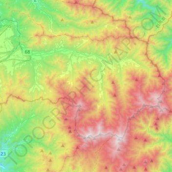 Kawakami topographic map, elevation, terrain