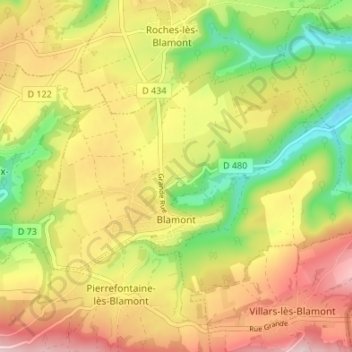 Blamont topographic map, elevation, terrain