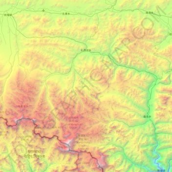 Tashi Dzom topographic map, elevation, terrain