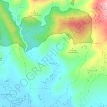 Kaliurip topographic map, elevation, terrain