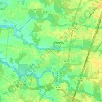 Cranbury Township topographic map, elevation, terrain