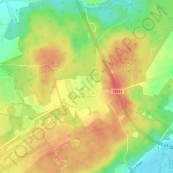 Nová Ves topographic map, elevation, terrain