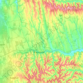 Kaposvári kistérség topographic map, elevation, terrain