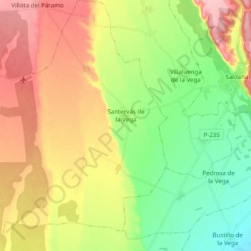 Santervás de la Vega topographic map, elevation, terrain