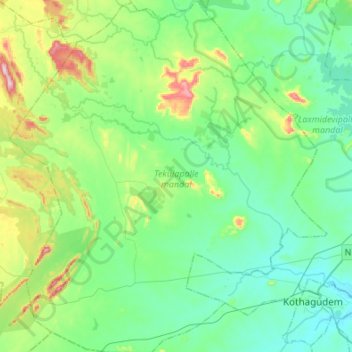 Tekulapalle mandal topographic map, elevation, terrain