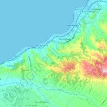 Municipal Unit of Vrachneika topographic map, elevation, terrain