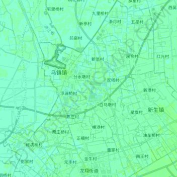 乌镇镇 topographic map, elevation, terrain
