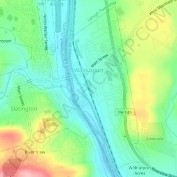 Walnutport topographic map, elevation, terrain