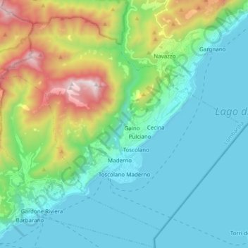 Toscolano Maderno topographic map, elevation, terrain