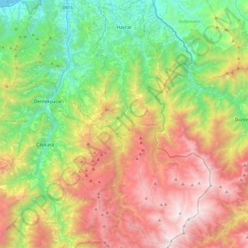 Hayrat topographic map, elevation, terrain
