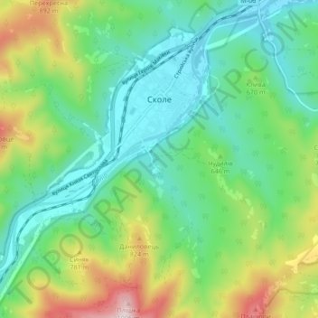 Skole topographic map, elevation, terrain