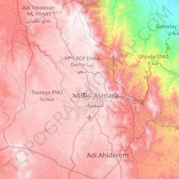 Maekel Region topographic map, elevation, terrain