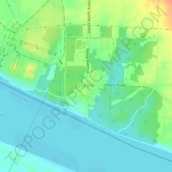 Joppa topographic map, elevation, terrain