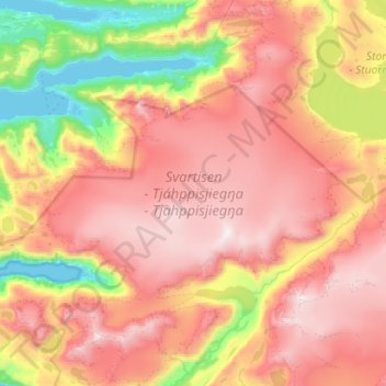 Svartisen topographic map, elevation, terrain