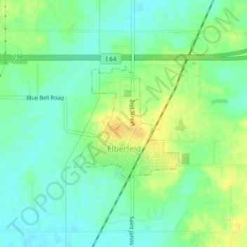 Elberfeld topographic map, elevation, terrain