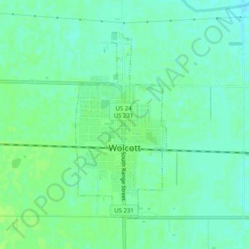 Wolcott topographic map, elevation, terrain