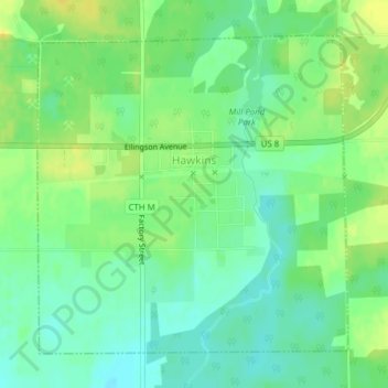 Hawkins topographic map, elevation, terrain