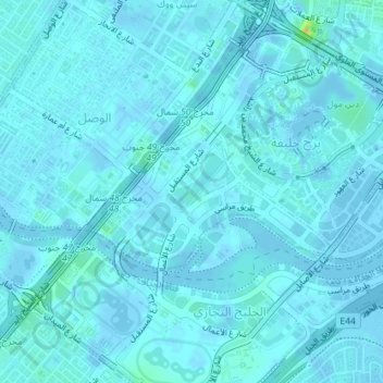 Business Bay topographic map, elevation, terrain