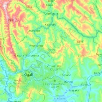Gasabo District topographic map, elevation, terrain