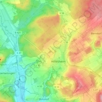 Hillesheim (Eifel) topographic map, elevation, terrain