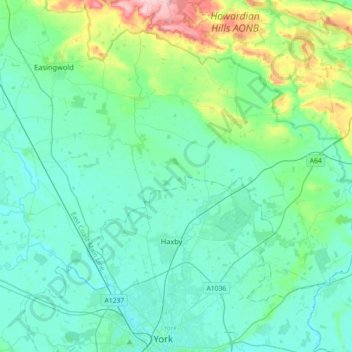 River Foss topographic map, elevation, terrain