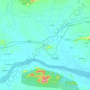 Bhuban topographic map, elevation, terrain