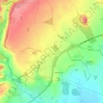 Zeals topographic map, elevation, terrain